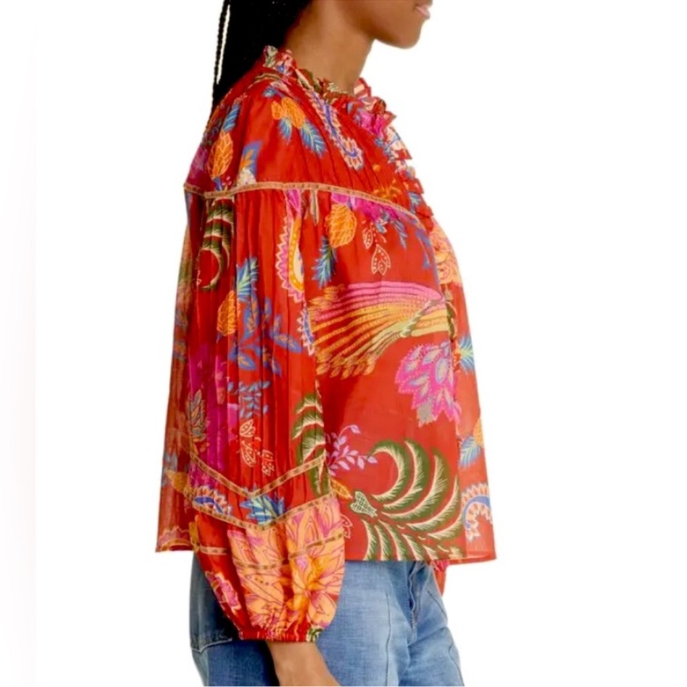 FARM Rio Paisley Long Sleeve Button Up Blouse, NEW - Picture 2 of 14
